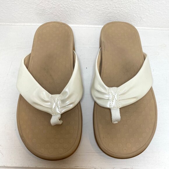 Vionic Tide Melo Toe-Post Flip Flop Thong Sandals Arch Support Ivory Slides - Picture 2 of 7